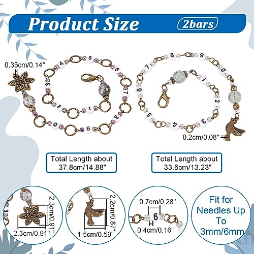 NBEADS 2 Pcs Knitting Row Counter Chains, Acrylic Number Beaded Stitch Marker for Knitting Crochet Tracking Project Progress - Image 2