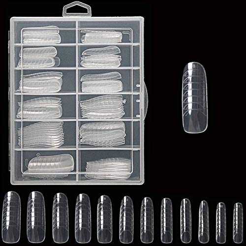 AORAEM 120Pcs Dual Forms Nail Clear Full Cover Dual Nail System Form UV Gel Acrylic Nail Art Mold Artificial Nail Tips 12 Sizes with Box (#4)