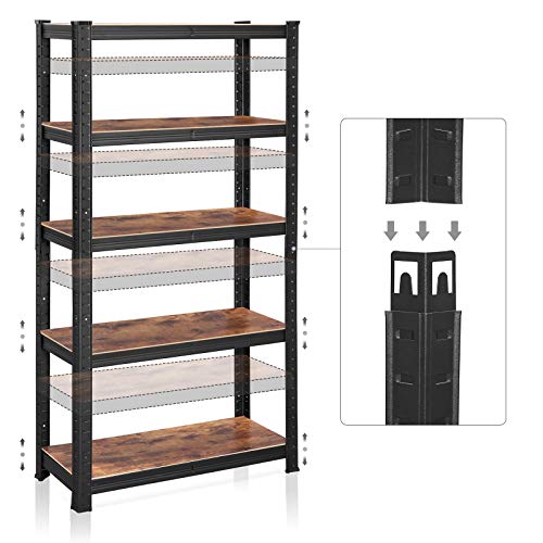 SONGMICS Statief, boekenplank, opbergrek, 5 planken, keukenplank, plank, 150 x 75 x 30 cm, tot 400 kg draagvermogen… - Image 6