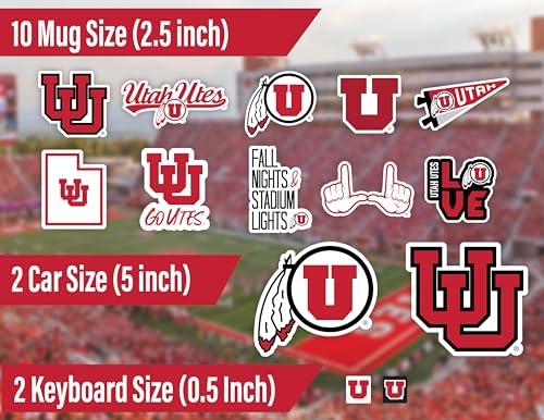 Image of University of Utah Decals Utah Utes Stickers Car Water Bottle Laptop 14 Pc