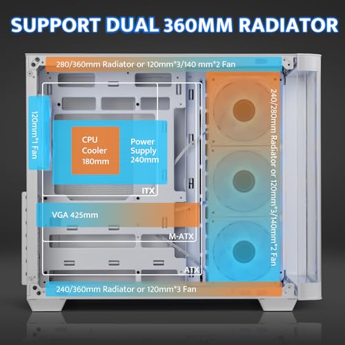 Carcasa de computadora de cristal curva de visión completa darkFlash con chasis ATX 5