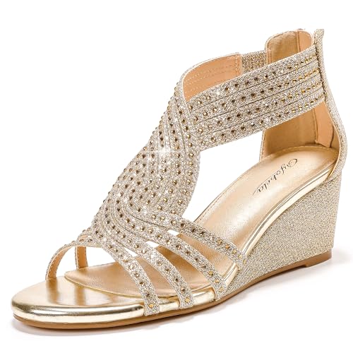 Gufobela Wedge Rhinestone Sandals