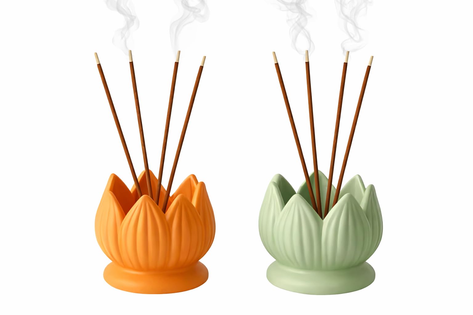 Lotus Shaped Decorative Agarbatti Stand for Pooja Room | Ceramic Incense Stick Holder | Traditional Design, Set of 2 | Mixed Colour-image-14