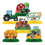 Bubaxuce 6 Pièces Décorations Anniversaire Tracteur Nid d'abeille Plateau Central Fête Accessoires Maison De Campagne Ornements pour Fête Tracteur 6