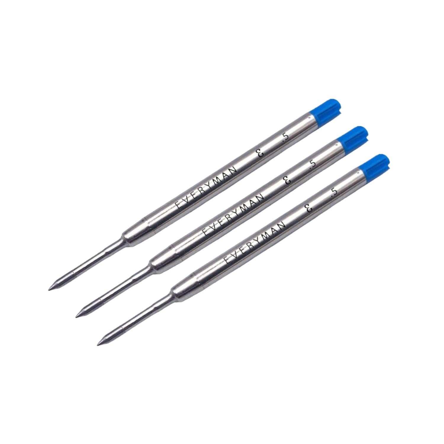 EverymanGrafton Premium Blue Gel Pen Refills, Smooth Writing Metal Ink Cartridge, Compatible with Grafton & Full Click Pens, 3 Pack, 0.7mm Fine Tip, Ideal for Office, School, and Everyday Writing