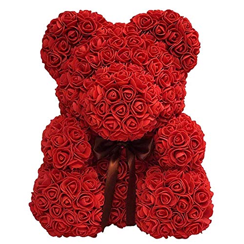 Ankamal Elec Schöne Rosen Teddybär Rosenbär mit Geschenkbox Valentinstag Jubiläumsgeschenk für Freundin Frau Hochzeitsdekorationen & Geschenke (S (22*20*20 cm))