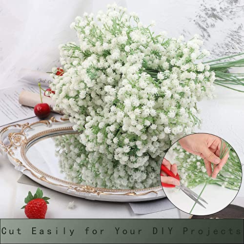 Homcomodar Fleurs Artificielles Babies Breath Lot de 12 Bouquets de Fleurs Faux Gypsophile Plantes pour Mariage Maison Décoration DIY