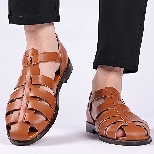 Men's Classic Leather Fisherman Sandals, Closed Toe, Buckle Closure2