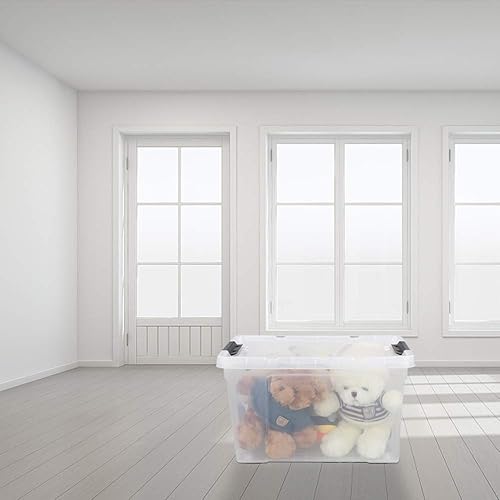 Miniatura 7 de Tstorage Caja de almacenamiento de plástico transparente de 40 cuartos de galón con tapa y ruedas, contenedor de almacenamiento grande, 4 paquetes