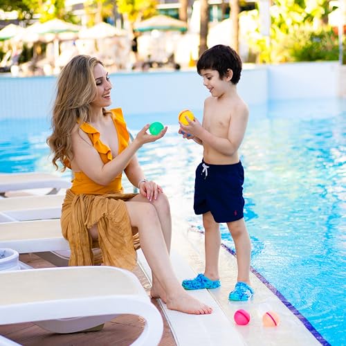 HEALTHFUL HAVEN Reusable Water Balloons (12 Pack), Eco-Friendly Silicone Pool Toys, Perfect Summer Outdoor Toys, Water Balloons Quick Fill