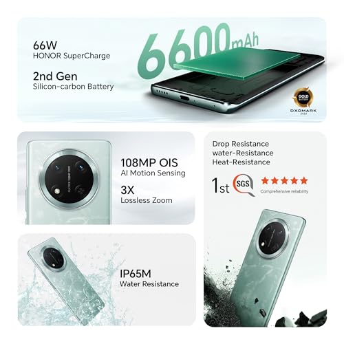 Image of Honor X9c 5G Dual SIM (8GB RAM, 256GB Storage) | Ultra Durable | 108MP AI OIS Camera | 6600mAh Battery | 3840Hz Risk-Free Dimming Display | with Charger (Jade Cyan)