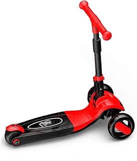 Scooter With Folding Seat Scooter, Deluxe 3 Wheel Scooter for Toddlers 4 Adjustable Height Glider With Kick Scooters, Lean To Steer Three-scooters