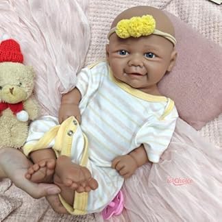 Generisch 40 cm große, realistisch bemalte Reborn-Babypuppe aus Silikon – Mädchen mit offenem Mund, lebensechtes Neugeborenes für Fotografie und Rollenspiele