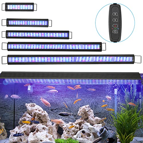 Sonnewelt Éclairage Aquarium LED, 22W Rampe LED Aquarium RGB Lumière Naturel Spectre Complet pour 75-95CM Aquarium avec Cover