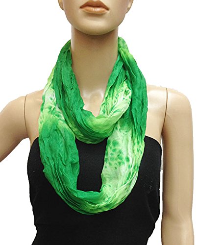 NYFASHION101 Women's Lightweight Two Tone Crinkle Loop Infinity Scarf2