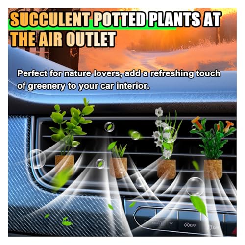 Image of 4PCS Plant Car Air Freshener Vent Clip, 3D Artificial Aromatherapy Diffuser, Cute Mini Flower Vase, Creative Interior Decoration Accessories (Type 1)