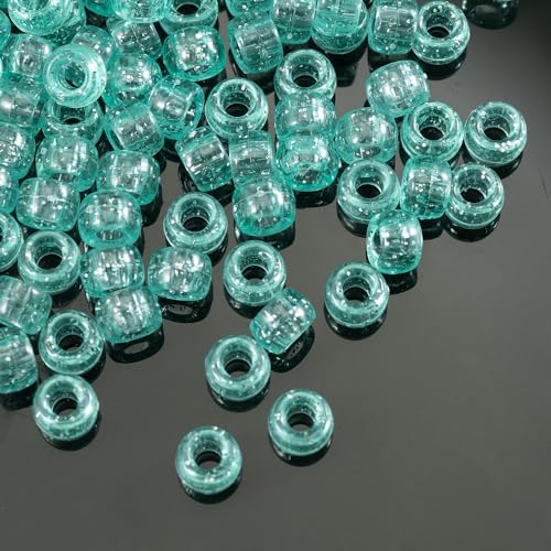 Image of Gxueshan 1000 Pcs Acrylic Plastic White Pony Beads 6x9mm Bulk Kandi Beads for Friendship Bracelet Necklace Jewelry Making Pens Hair Braiding Kit (transparentshallow)