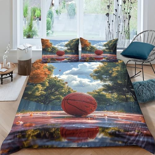 Housse de couette basket double évite la transpiration parure microfibre 3D - 2