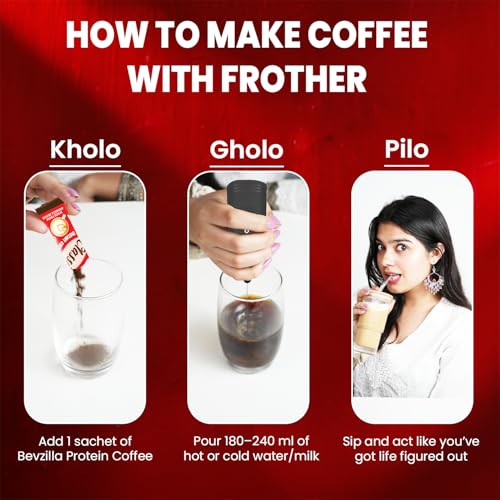 Image of Bevzilla 48 Classic Coffee Sachet with Rechargeable Electric Frother Combo Pack | 3-Speed Setting with Type-C Fast Charging|r | Cafe Coffee Kit | Perfect for Espresso, Latte & Cappuccino | Enjoy Hot & Cold Brews