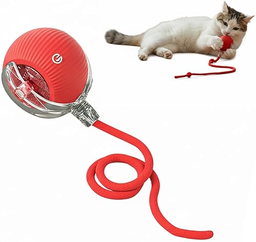 Miniatura 11 de NatureTails Juguetes interactivos para gatos de interior, bola de gato ágil en movimiento de tercera generación con cola de malla elástica, juguetes