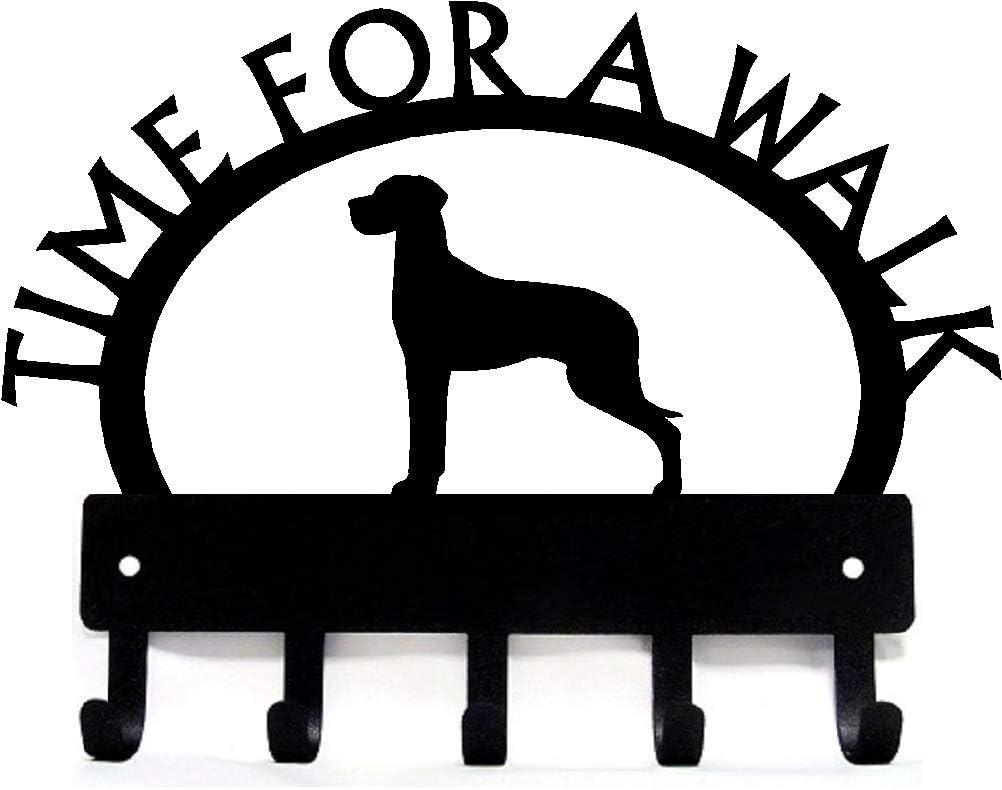 Great dane (Natural Ear) Time for a Walk Dog Leash Hanger & Key Holder - Made in USA; Wall Mounted Holder