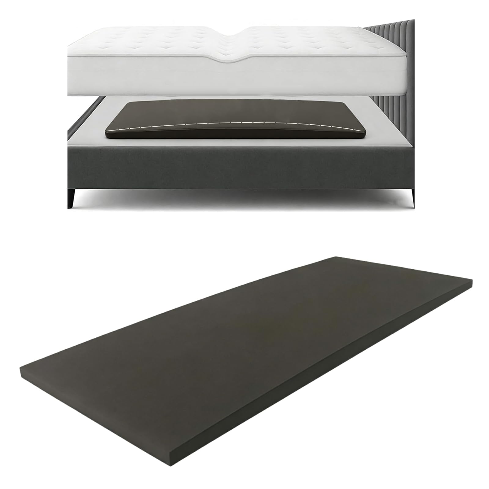 Mattress Support Pad for Sagging Mattress & Sofa, High-Density Memory Foam Bed Support Board, 47x25x2 Inches, Black, Improves Sleep Comfort & Extends Mattress Life