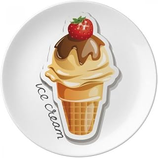 Strawberry Chocolate Sweet Ice Cream Cone Plate Decorative Porcelain Salver Tableware Dinner Dish