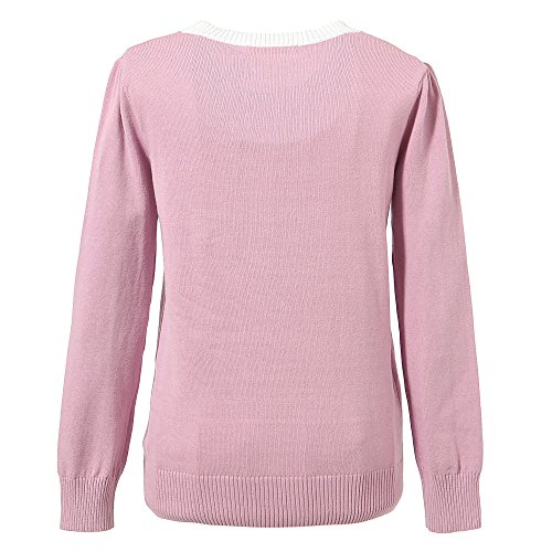 Richie House Girls' Solid Pullover Sweater with Bow at Neckline Size 2-12 RH14112