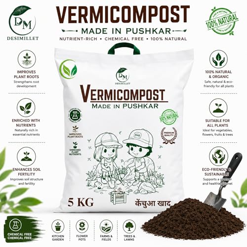 Image of Vermicompost For Plants 5KG 100% Pushkar DESI COW's Organic Fertilizer Manure For Plants Home Gardening Kechua Khad Vermi Compost Ideal For All Gardening