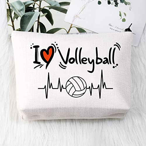 PLITI Volleyball Lover Makeup Bag for Women Girls Volleyball Player Gift Volleyball Team Gift I Love Volleyball Travel Pouch(I Love VolleyballU) - Image 3