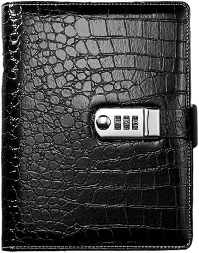 Carnet de notes a6 a5 à reliure vintage en cuir texturé crocodile de luxe avec mot de passe et cadenas for bureau