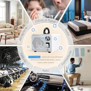 GMGXX 2 In 1 Generatore di Ozono 60000mg/H, Ozonizzatore per Ambienti con Modalità Acqua e Aria, O3 Purificatore d'Aria Deodorante con 120 Min Timer, Macchina Ozono per Casa Auto Frutta Verdura