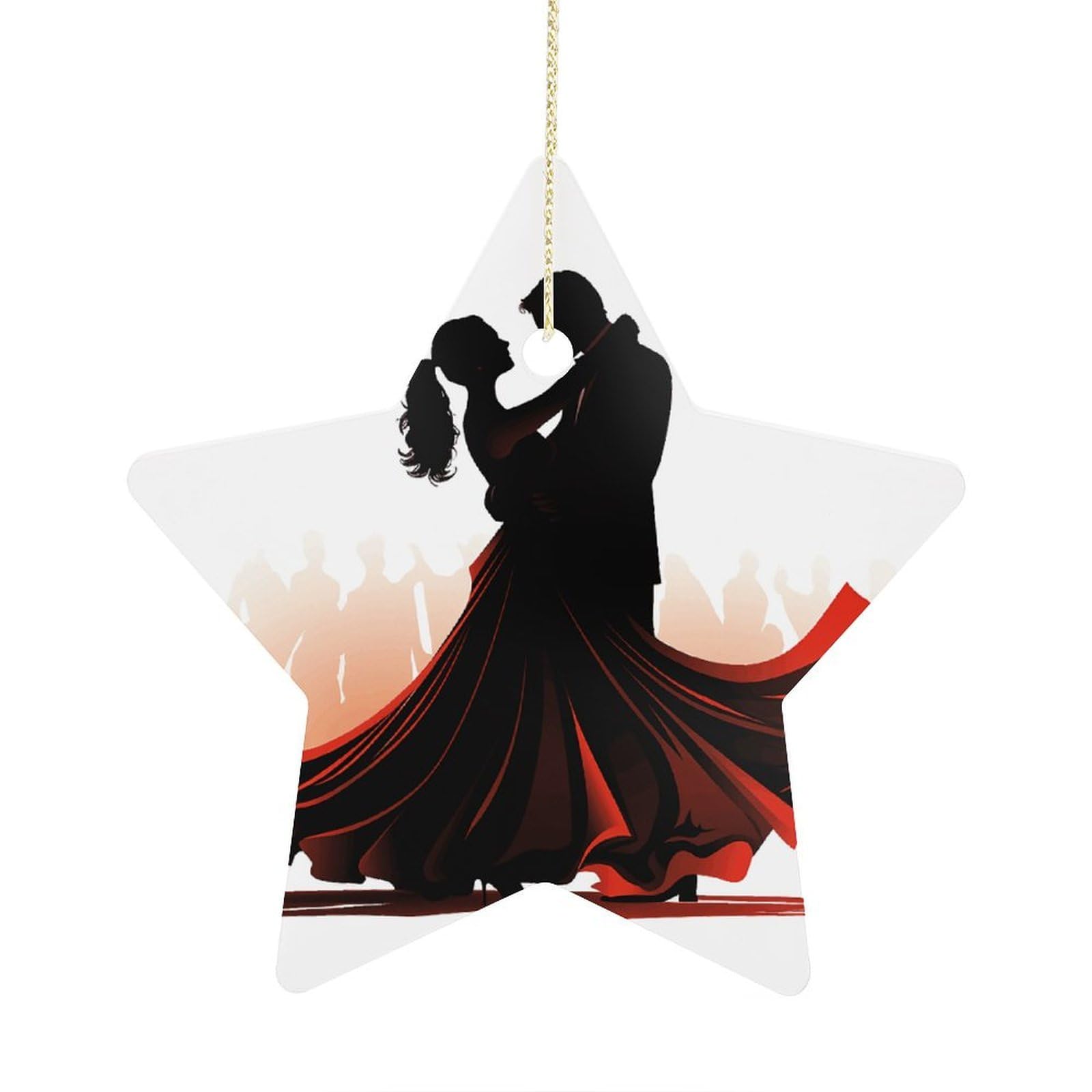 Ballroom Dance Stars Ornaments Ceramic Christmas Tree Hanging Light in Weight Christmas Star Pendants Funny Double-Sided Printed Xmas Ornaments for Gifts