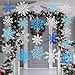 Winter Snowflake Cutouts Glitter Paper Decorations - 50Pcs Blue and Silver Double-Side Christmas Cutouts for Holiday Winter Wonderland Bulletin Board, Frozen Party Decor