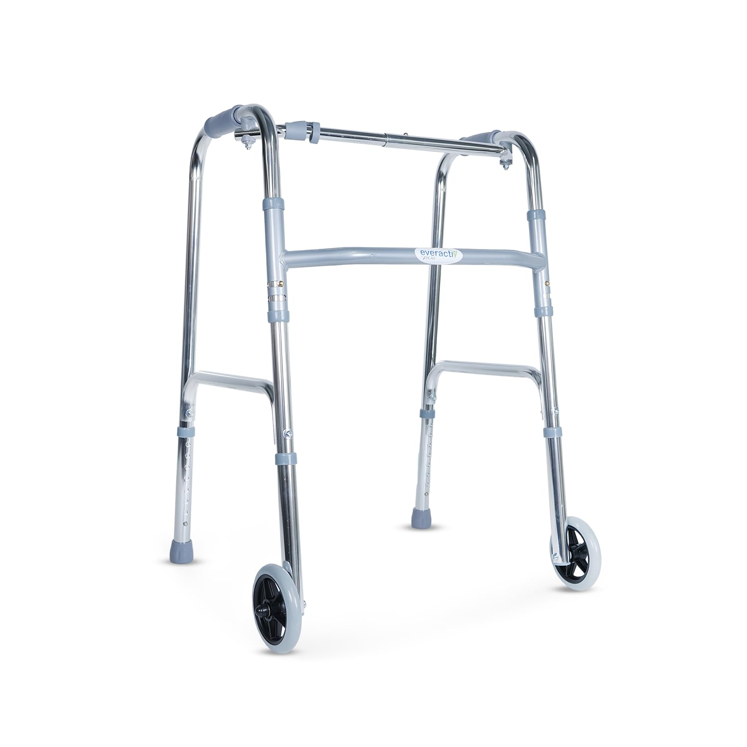 Everactiv Standard Walker with wheels | Aluminuium Finish | Foldable, adjustable height, lightweight and sturdy frame, offering full support for elderly with Weight Bearing Capacity of 120 kg-image-47