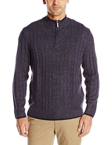 Geoffrey Beene Men's Long-Sleeve Ribbed-Panel Quarter-Zip Sweater