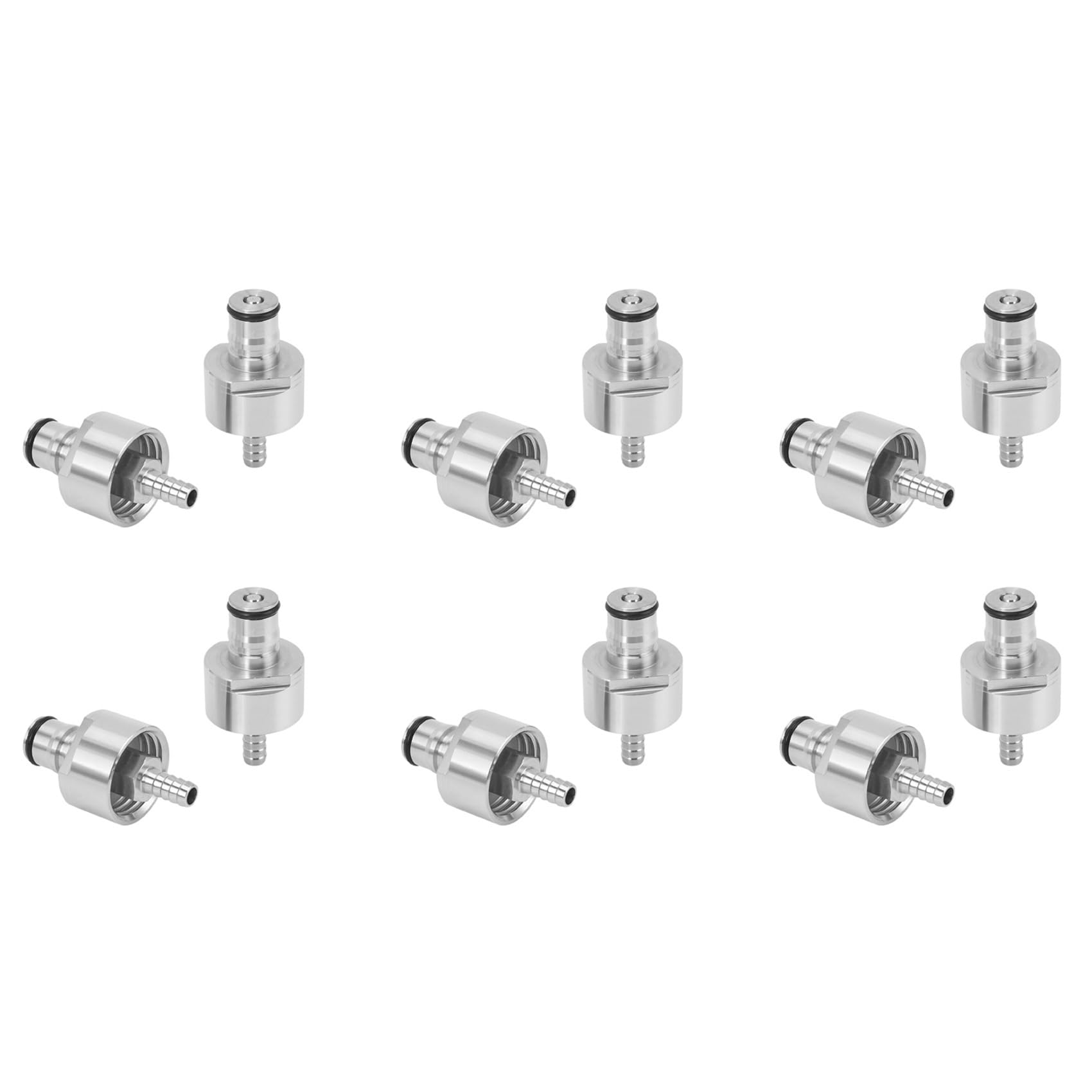 Hndhbfgrt 12Pcs 304 Stainless Steel Carbonation Cap 5/16 Inch Barb, Ball Lock Type, Fit Soft Drink PET Bottles, Homebrew Kegging