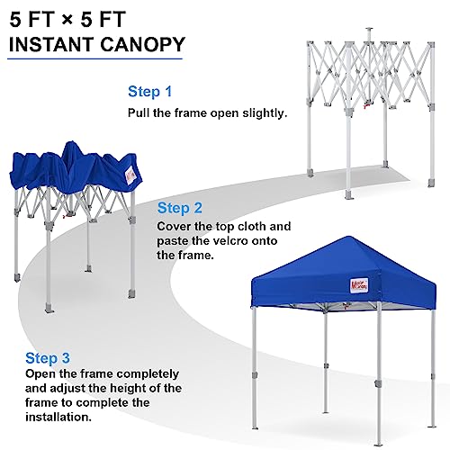 Image of MASTERCANOPY 5x5 Heavy Duty Pop Up Canopy Tent with Roller Bag(Blue)