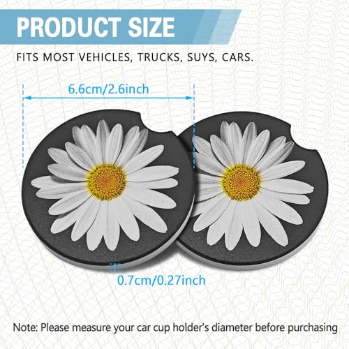 2PCS Daisy Portavasos de Cerámica para Auto miniatura 2