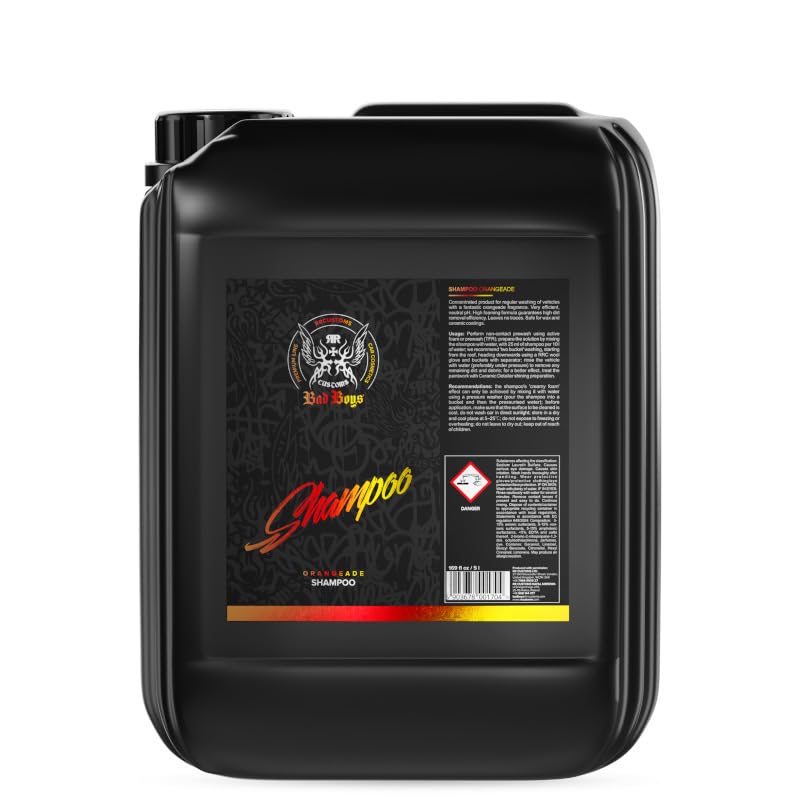 RRCustoms Bad Boys Orangeade Auto Shampoo - stark schäumendes Autoshampoo löst gründlich Schmutz - pH-Neutraler Autoreiniger mit Orangen Duft - 5 Liter Kanister