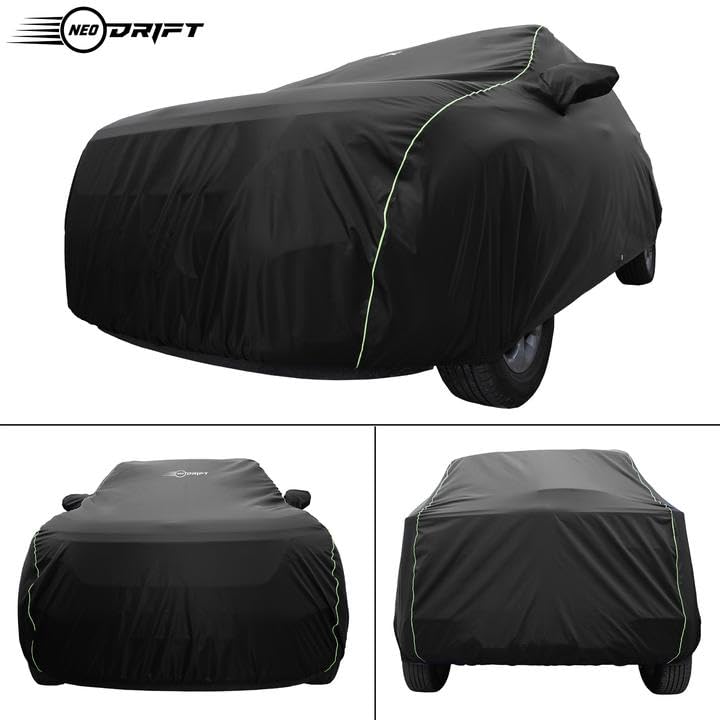 Image of NEODRIFT 'NeoTech' Car Cover for Tata Harrier (100% Water-Resistant, All Weather Protection, Tailored Fit, Multi-Layered & Breathable Fabric) (Colour: Black)