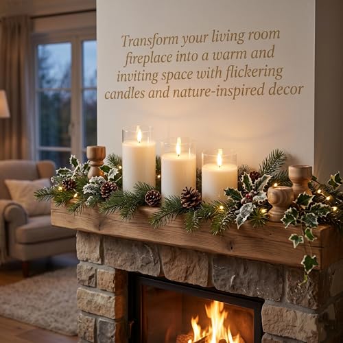 Image of JHY DESIGN Set of 3 Glass Wax Flameless Candles 3D LED Candles White Wax Flickering Battery Candles with 8-Key Remote Control Timer for Home Wedding Party Christmas(Pivoted Flame-Shaped Tip)