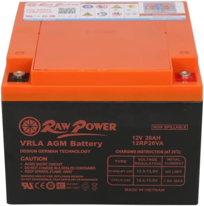 RAW POWER 12RP26VA VRLA AGM Battery