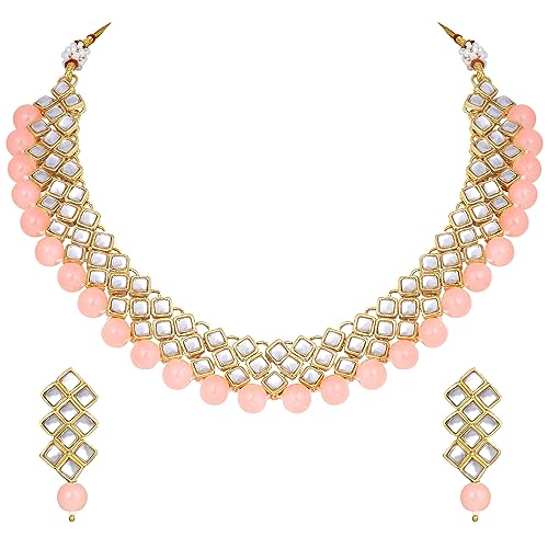 Image of Peora Kundan Faux Pearl Necklace & Jewelry Set Gift for Women