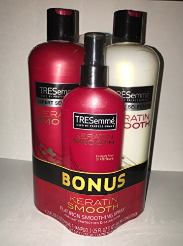 Tresemme Keratin Smooth Infusing Shampoo, Conditioner and Flat Iron Smoothing Spray Set