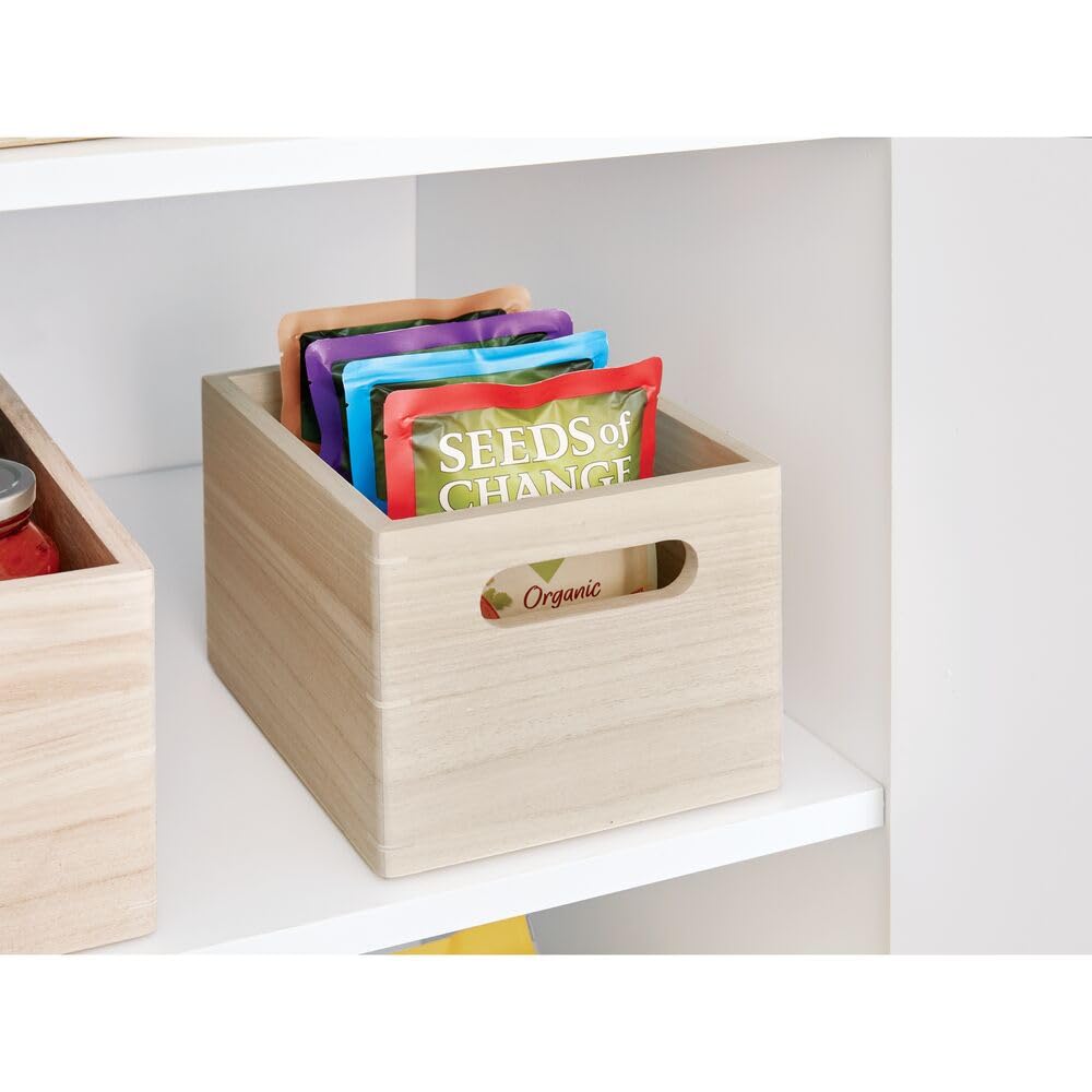 iDesign The Home Edit Series, Papelera mediana con asas, madera, natural
