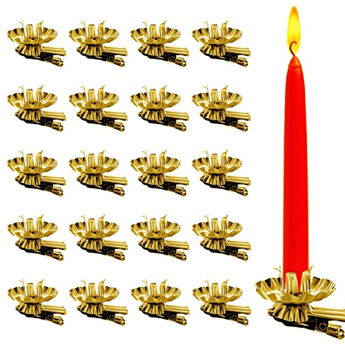 Portavelas de árbol de Navidad, 20 unidades, portavelas para árbol de Navidad, candelabros de adviento, corona tradicional con clip Cover