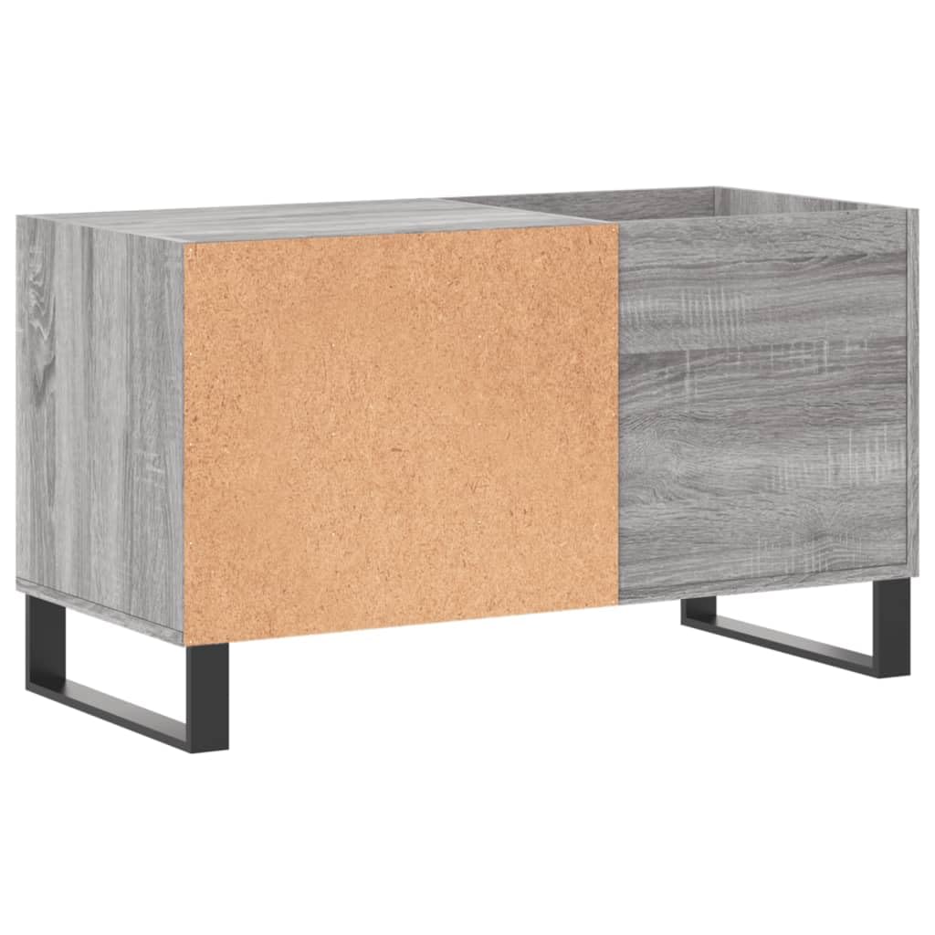 Armadio per dischi grigio sonoma, 85 x 38 x 48 cm, in legno con gambe in ferro, spazio per dischi in vinile, ripiano per giradischi, adatto per soggiorno, ufficio e camera dei ragazzi