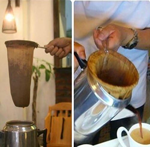 Quadruple Time Multipurpose Mesh Filter Bag Reusable Green Milk Tea Coffee Strainer With Stainless Steel Handle (S (5.12 inch))