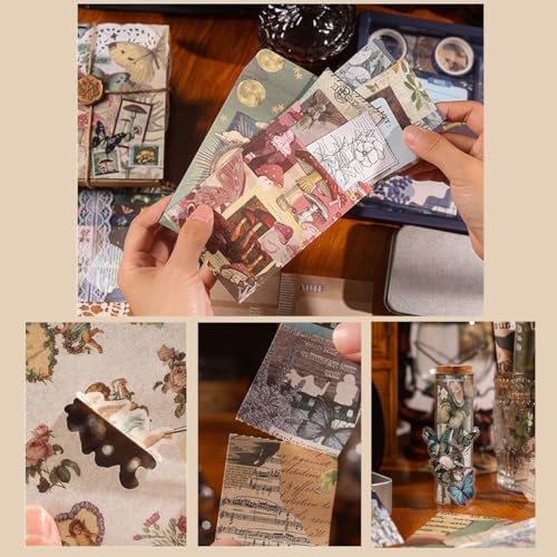 Image of MGNLR Vintage Aesthetic Paper Scrapbook Kit(346Pcs) Scrapbooking Supplies Kit With Bullet Junk Journal,Stationery,A6 Grid Notebook Journaling Gift For Girl (Mushroom Scrapbook),Multicolor